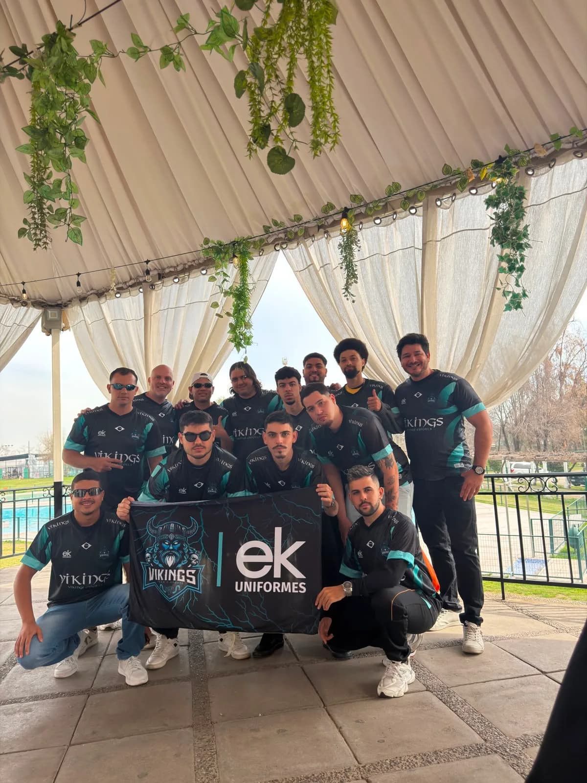 Elenco da Vikings Team E-sports reunido com o uniforme oficial